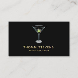 Tarjeta De Visita Events Bartender Martini Business Card