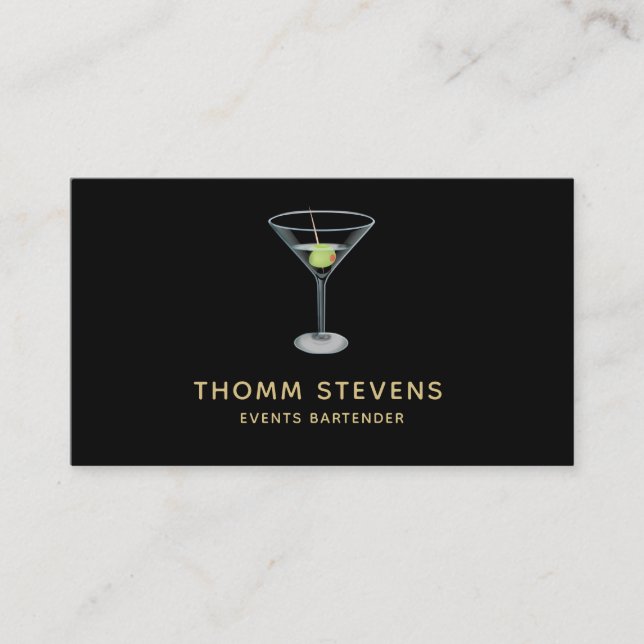 Tarjeta De Visita Events Bartender Martini Business Card (Anverso)