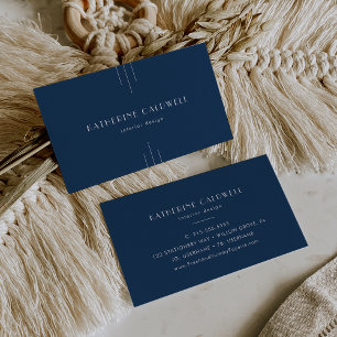 Tarjeta De Visita EVERLY Arte Deco Moderno Clásico Azul Marino