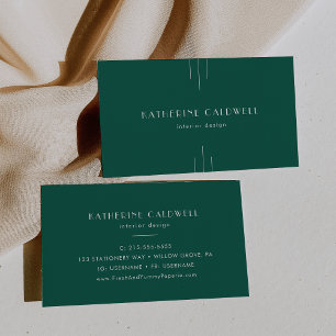 Tarjeta De Visita EVERLY Arte Deco Tonos de Joyas Verde Esmeralda