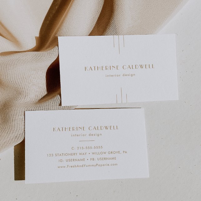 Tarjeta De Visita EVERLY Gold Art Deco Simple Geometric (EVERLY Gold Art Deco Simple Geometric Business Card)