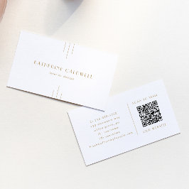 Tarjeta De Visita EVERLY Gold Art Deco Simple Geometric QR Code