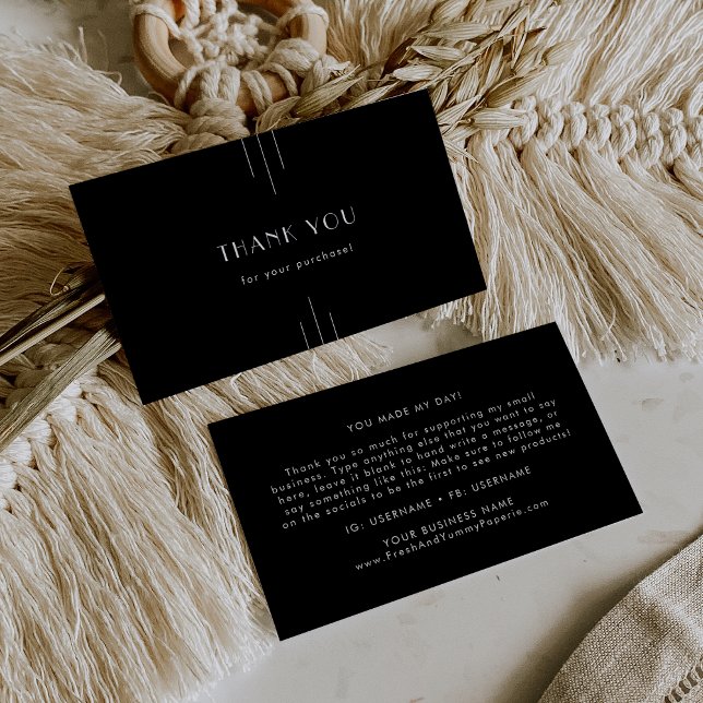 Tarjeta De Visita EVERLY Modern Art Deco Black and White Thank You (EVERLY Modern Art Deco Black and White Thank You Business Card)