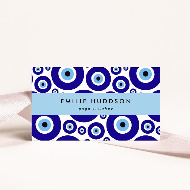 Tarjeta De Visita Evil Eye Pattern, Greek Eye, Nazar, Yoga Teacher (Subido por el creador)
