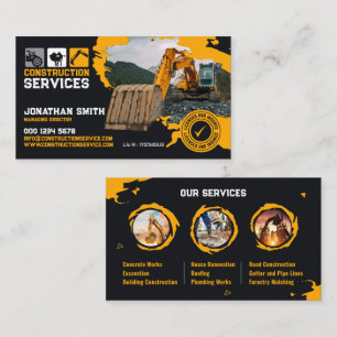 Tarjeta De Visita Excavación, Construcción de Edificios, Trabajos de