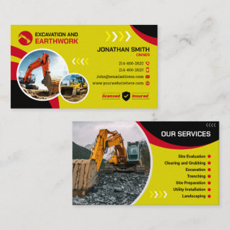 Tarjeta De Visita Excavación, deforestación, construcción, trabajos 