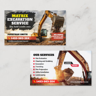 Tarjeta De Visita Excavación, Limpieza de terrenos, Construcción, Ex
