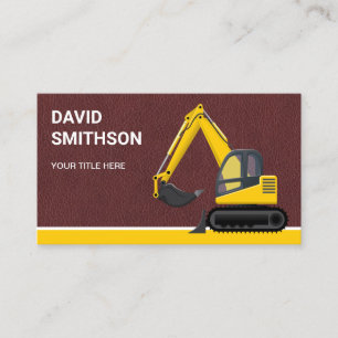 Tarjeta De Visita Excavadora Bulldozer de Construcción de Cuero Marr