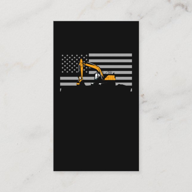 Tarjeta De Visita Excavadora de bandera estadounidense construcción  (Anverso)