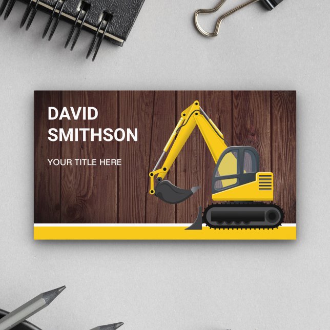 Tarjeta De Visita Excavadora de bulldozer para construcción de mader (Subido por el creador)