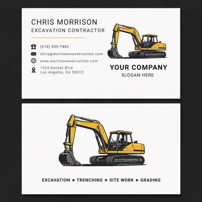 Tarjeta De Visita Excavation Contractor Excavator Construction (Subido por el creador)