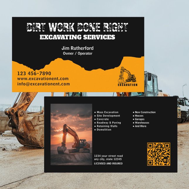 Tarjeta De Visita Excavation Services Business (Subido por el creador)