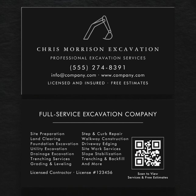 Tarjeta De Visita Excavator Construction Operator QR Code (Subido por el creador)