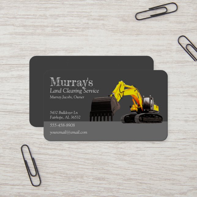 Tarjeta De Visita Excavator Land Clearing Business Card (Anverso/Reverso In Situ)