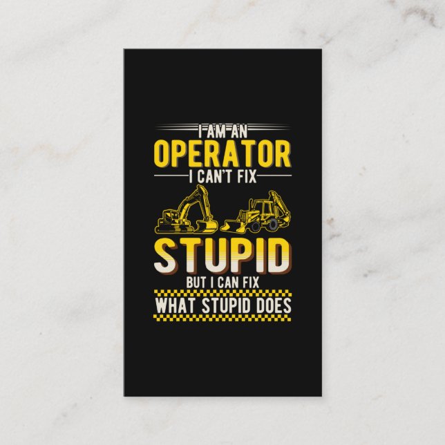 Tarjeta De Visita Excavator Operator Coworker Humor (Anverso)