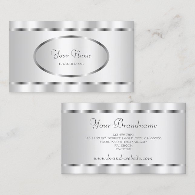 Tarjeta De Visita Excelente efecto plateado Profesional y elegante (Anverso / Reverso)