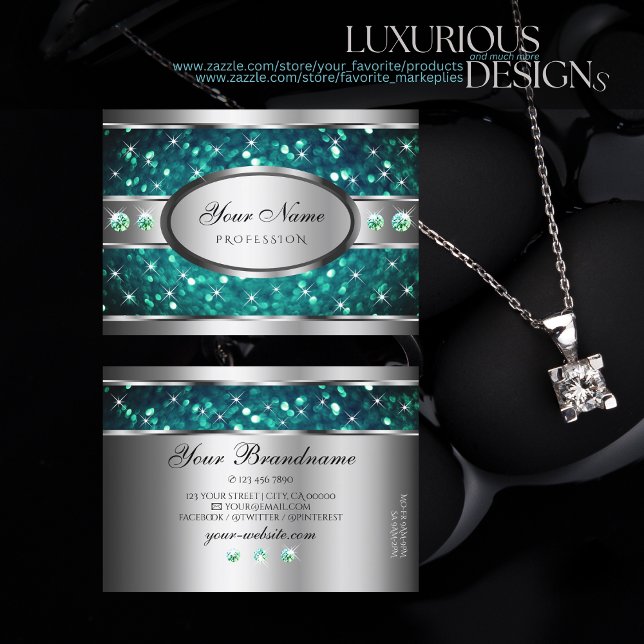 Tarjeta De Visita Excelentes Purpurinas Verde azulados plateados Dia (Subido por el creador)