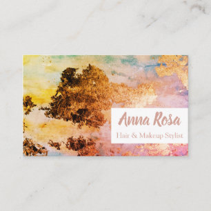 Tarjeta De Visita * Excitante acuarela Resumen Oro rosa azul