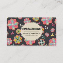 Tarjeta de visita exclusiva de flores estilo retro