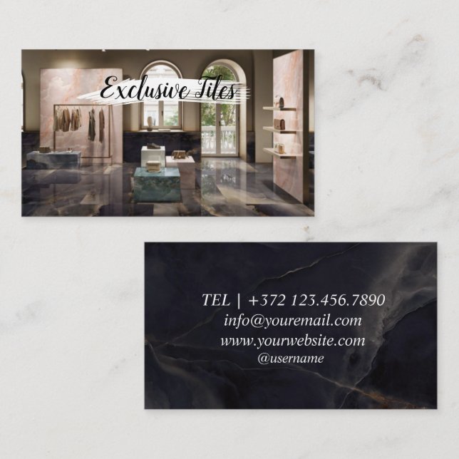 Tarjeta De Visita Exclusive Tiles Black Luxury  Natural Materials (Anverso / Reverso)
