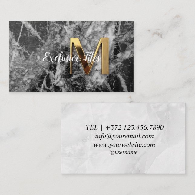 Tarjeta De Visita Exclusive Tiles Black Luxury  Natural Materials (Anverso / Reverso)
