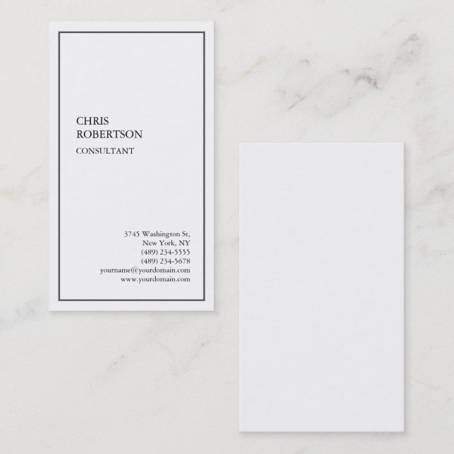 Tarjeta De Visita Exclusivo especial de borde gris blanco moderno ún (Anverso / Reverso)