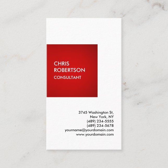 Tarjeta De Visita Exclusivo especial rojo blanco particular único (Anverso)
