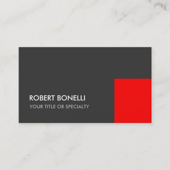 Tarjeta De Visita Exclusivo Gris Rojo Único Elegante Estándar (Anverso)
