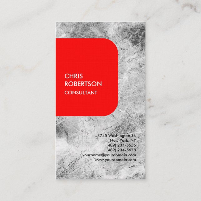 Tarjeta De Visita Exclusivo Linen Especial Gris Rojo Moderno Único (Anverso)