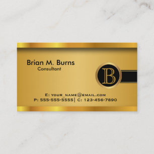 Tarjeta De Visita Executive Black Gold    Monograma Personalizado