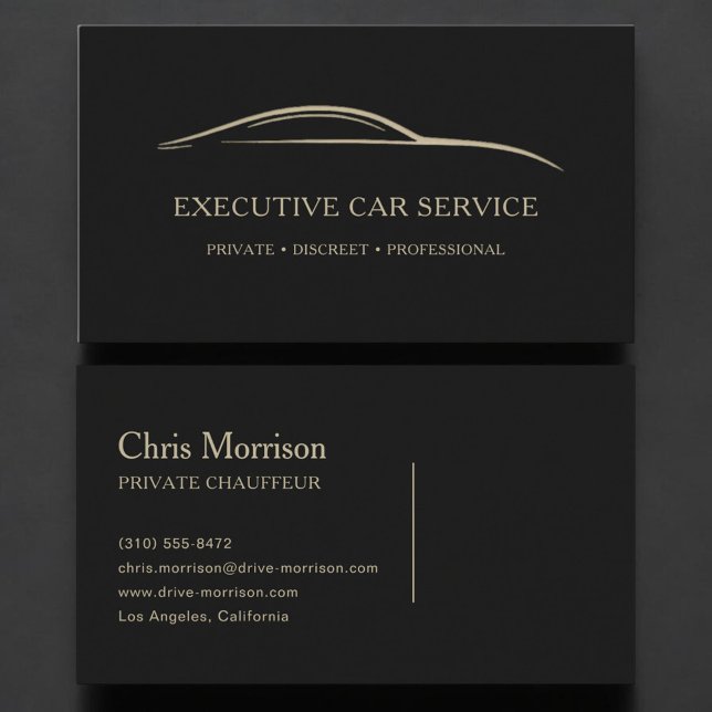 Tarjeta De Visita Executive Car Service Black & Gold (Subido por el creador)