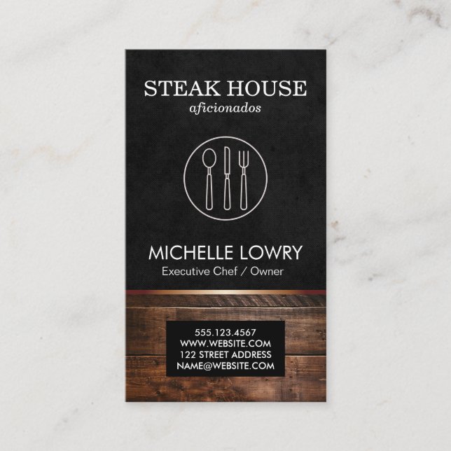 Tarjeta De Visita Executive Lux Black Silverware and Wood (Anverso)