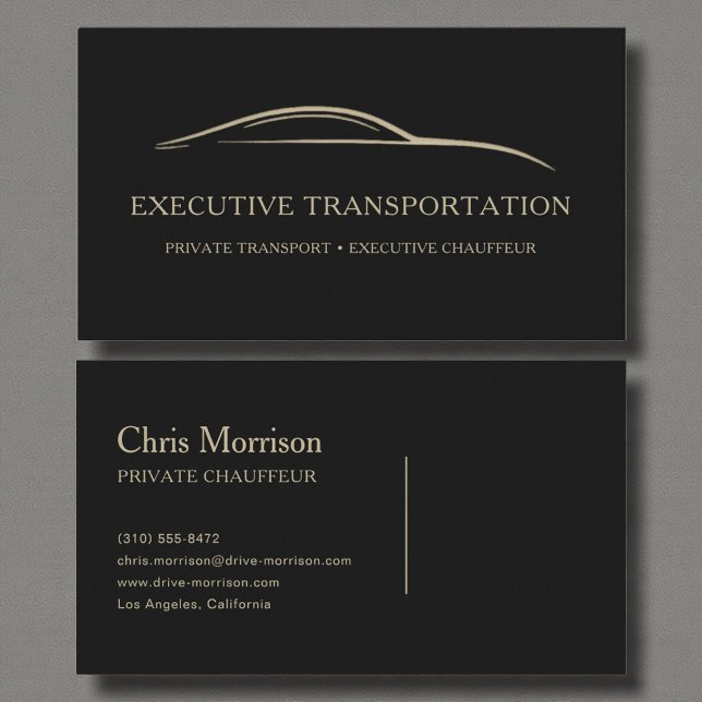 Tarjeta De Visita Executive Transport Modern Black & Gold (Subido por el creador)