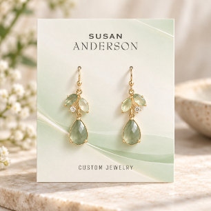 Tarjeta De Visita Exhibidor de Aretes de Joyería Personalizada Verde