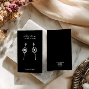 Tarjeta De Visita Exhibidor de aretes minimalista negro moderno