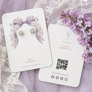 Tarjeta De Visita Exhibidor de Joyas con Lazo Coqueto de Lila Botáni