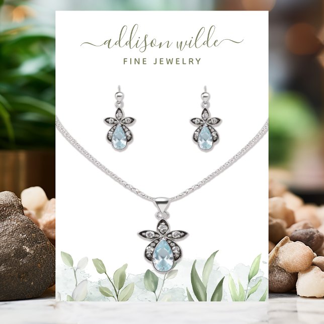 Tarjeta De Visita Exhibidor de Joyas de Vegetación Acuarela Rústica (Subido por el creador)