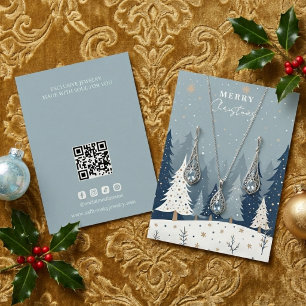Tarjeta De Visita Exhibidor de Joyería Navideña Paisaje Invernal TM2