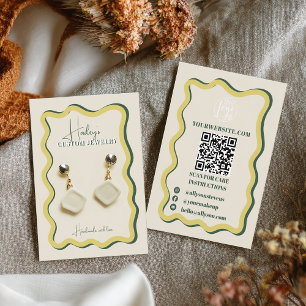 Tarjeta De Visita Exhibidor de joyería ondulado amarillo cítrico ret