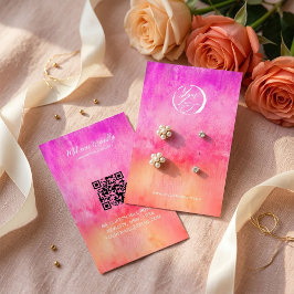 Tarjeta De Visita Exhibidor de pendientes de acuarela rosa y naranja