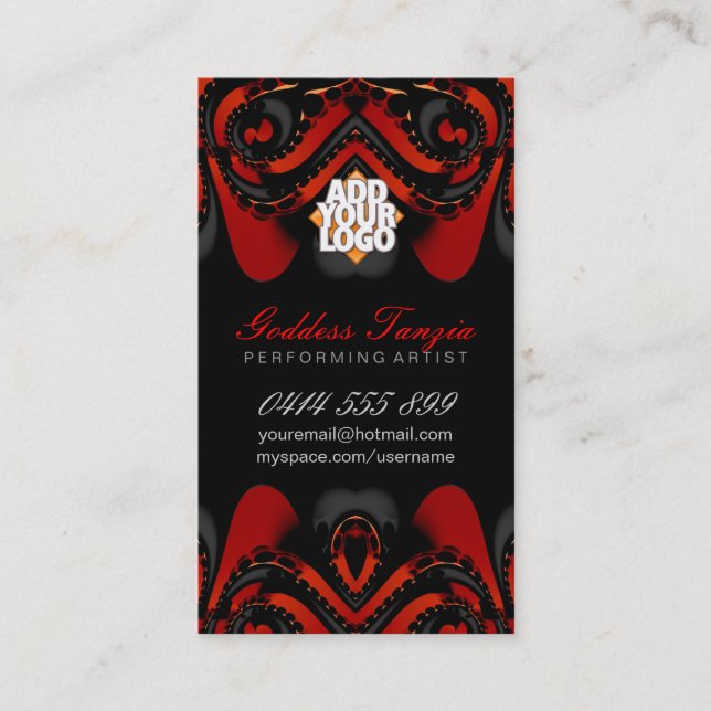 Tarjeta De Visita Exótica diosa tribal Red+Black Business Card (Anverso)
