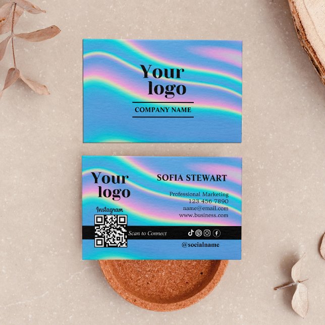 Tarjeta De Visita Exploración De Holograma Moderna Para Conectar Ins (Trendy Hologram Scan To Connect Instagram Business Card)