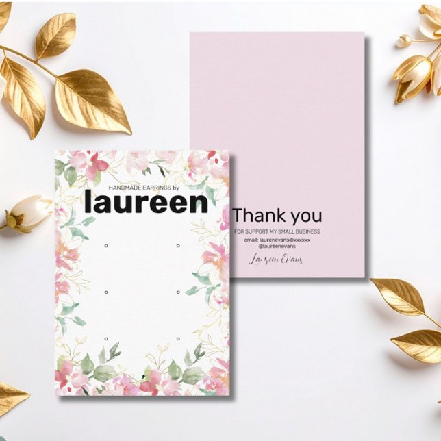 Tarjeta De Visita Expositor de Aretes Floral Rosa (Subido por el creador)