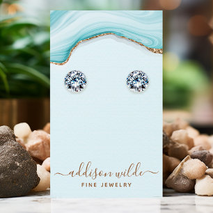 Tarjeta De Visita Expositor de joyería de ágata de mármol azul con b