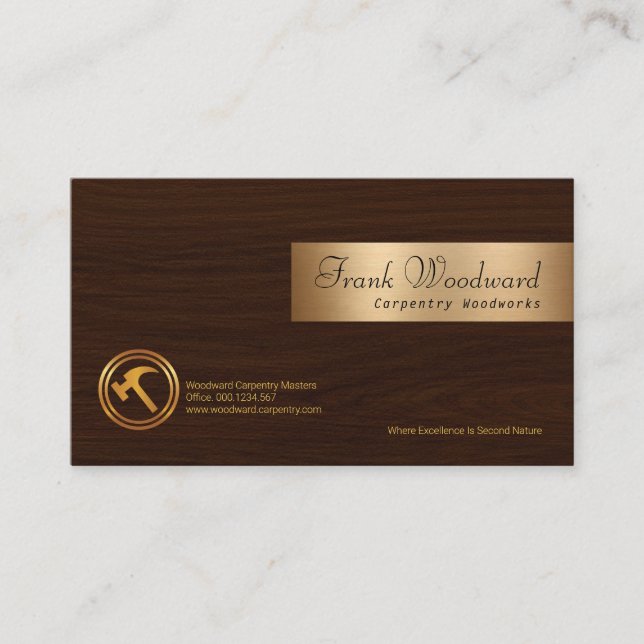 Tarjeta De Visita Exquisito carpintero de oro de granos de madera (Anverso)