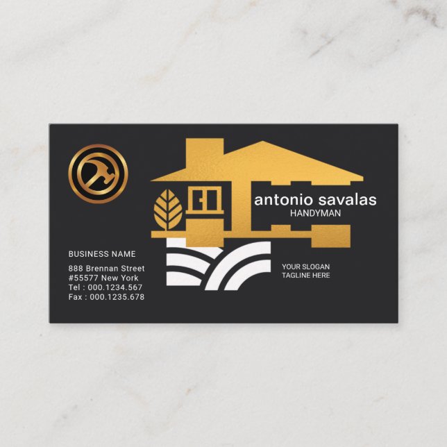 Tarjeta De Visita Exquisito estilo Gold Hogar Icónico Handyman (Anverso)