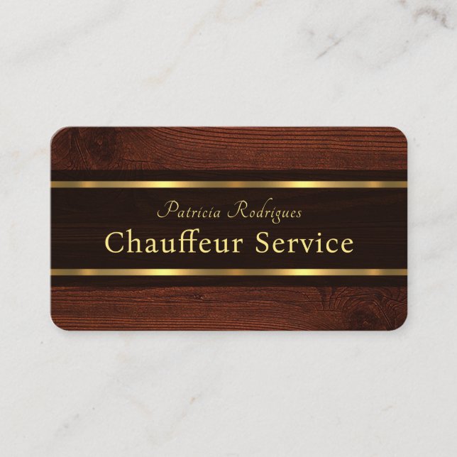 Tarjeta De Visita Exquisito Grain Gold Lines Chauffeur (Anverso)