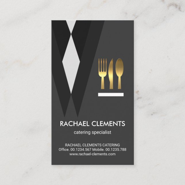 Tarjeta De Visita Exquisito juego de agua de esmoquín con cubiertos  (Anverso)