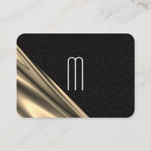 Tarjeta De Visita Exquisito patrón Swirl Drapery dorado (Anverso)