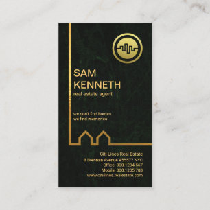 Tarjeta De Visita Exquisito realtor verde para la construcción de o
